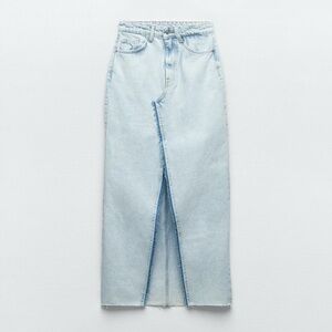 Zara Light Blue Midi Denim Skirt